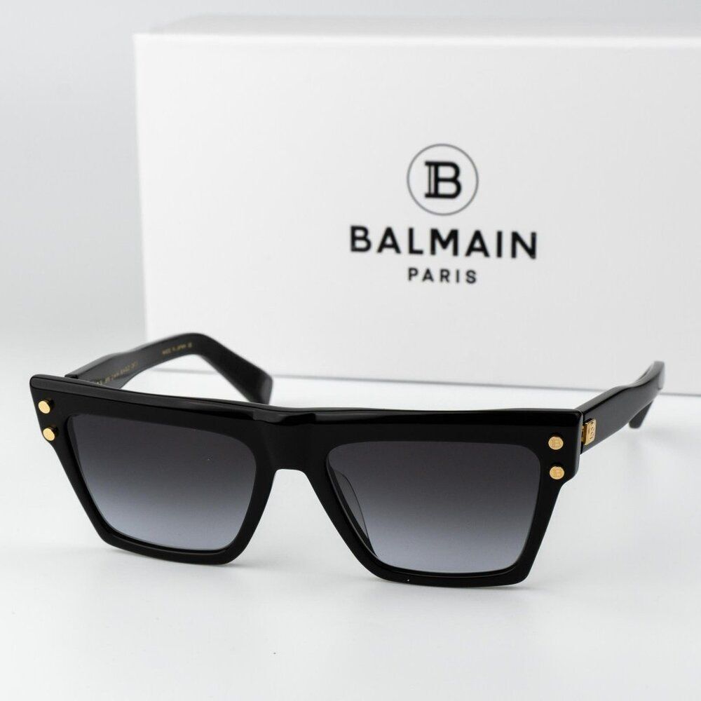 Balmain Men Sunglasses Titanium Black Gold Grey Cat Eye B-V BPS-121A-54